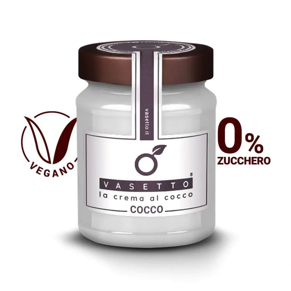 Kokos Aufstrich von Cioccolato Puro mit 43% Kokosnuss, Kokosnussöl MCT*, kristallisiertem Maltit, Kakaobutter und Kakaopulver